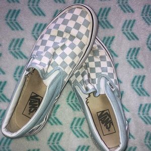 Checkered Slip On Vans light blue